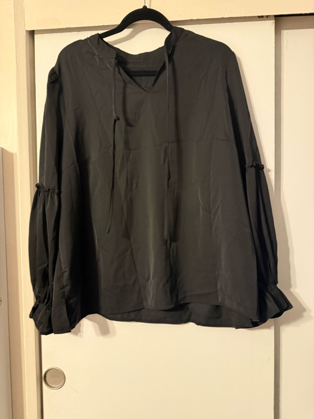 Black Long-Sleeve Blouse - Women Tops
